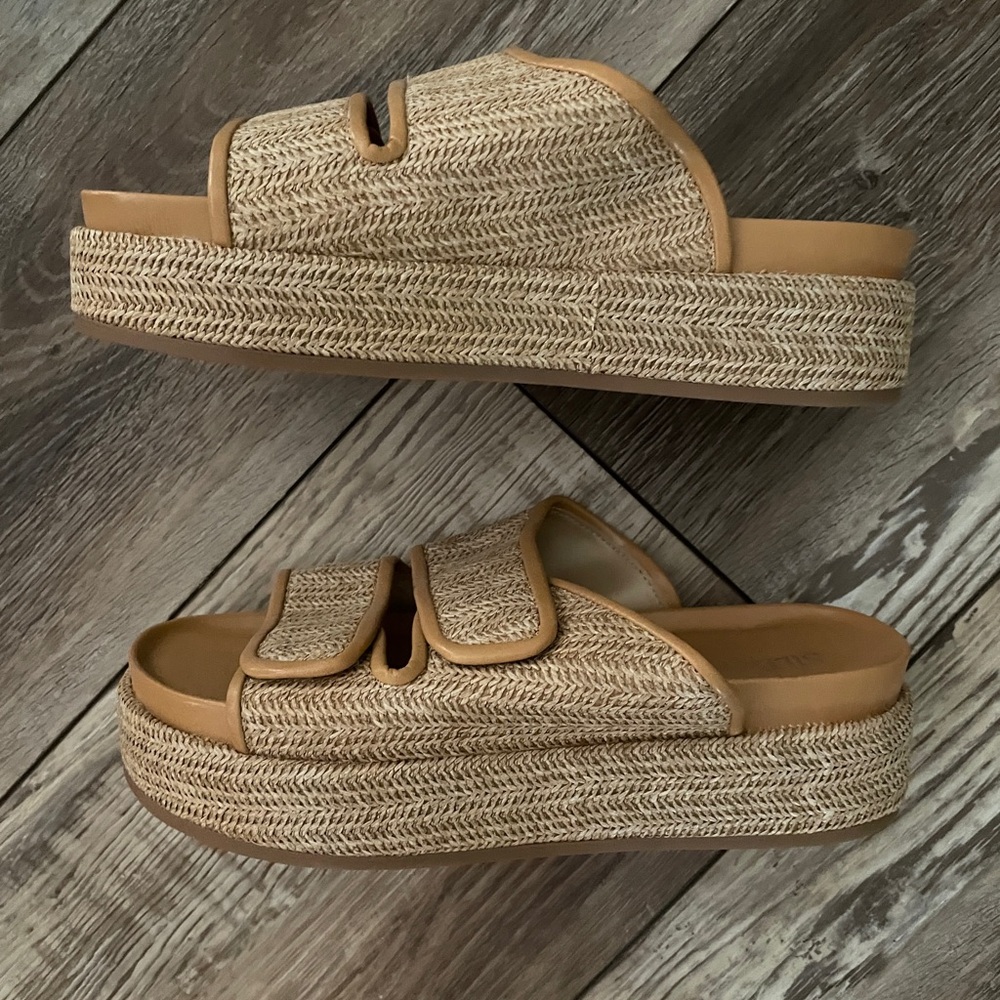 NWOT Silent D Platform Raffia Slide On Sandals - Picture 6 of 6
